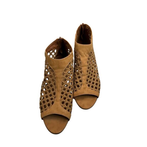 Sundance Delphia Leather Peep Toe Sandals Size 39-US 8.5 Brown - Picture 7 of 11